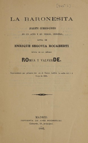 Portada de La baronesita