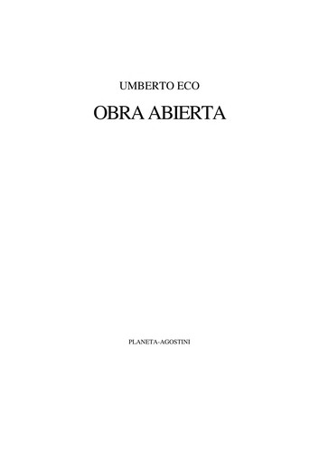 Portada de Ópera abierta