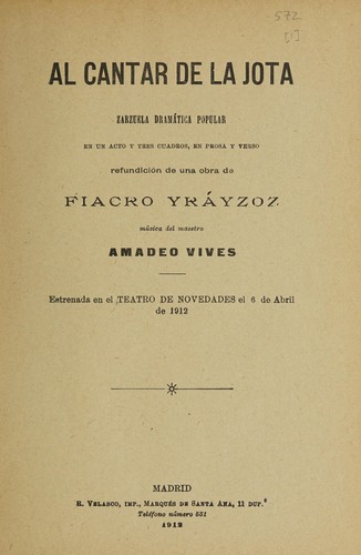 Portada de Al cantar de la jota