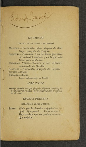 Portada de Lo pasado