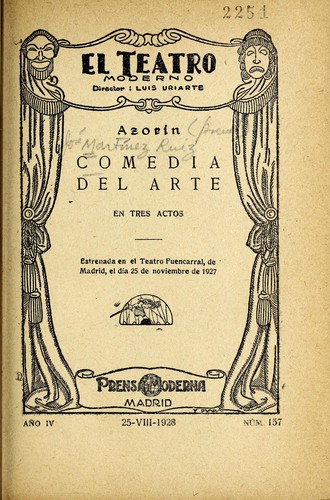 Portada de Comedia del arte