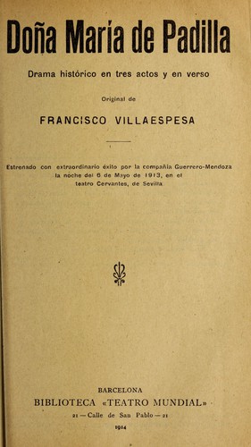 Portada de Doña María de Padilla