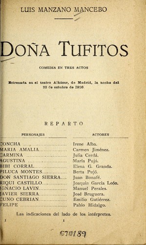 Portada de Doña Tufitos: Comedia