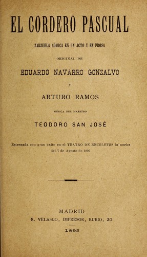 Portada de El cordero pascual