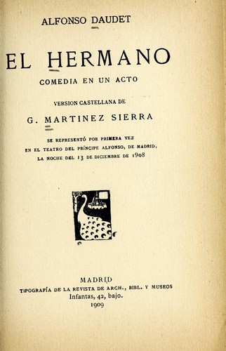 Portada de El Hermano: Comedia en un acto