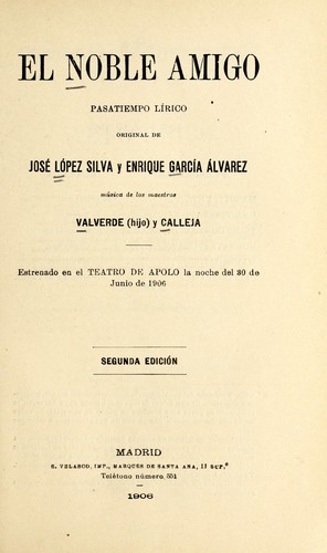 Portada de El noble amigo