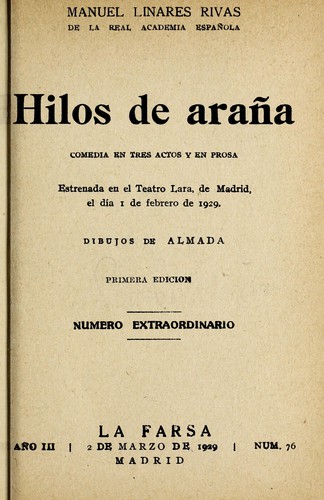 Portada de Hilos de araña: comedia