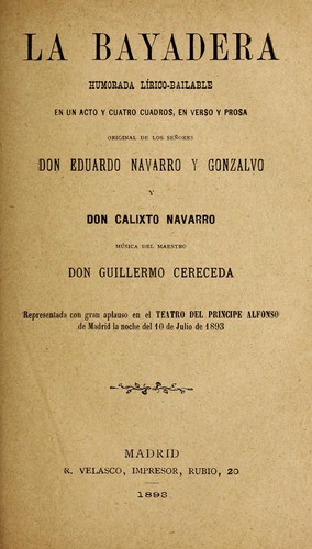 Portada de La bayadera