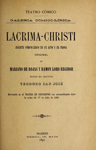 Portada de Lácrima-Christi