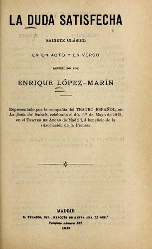 Portada de La duda satisfecha