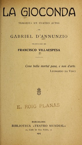 Portada de La Gioconda