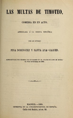 Portada de Las multas de Timoteo