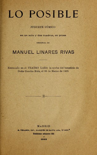 Portada de Lo posible