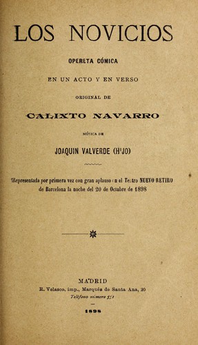 Portada de Los novicios