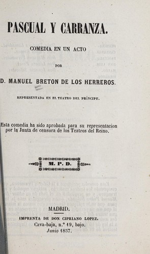 Portada de Pascual y Carranza