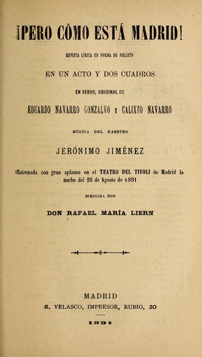 Portada de !Pero cómo está Madrid!