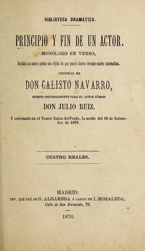 Portada de Principio y fin de un actor