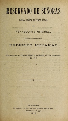 Portada de Reservado de señores