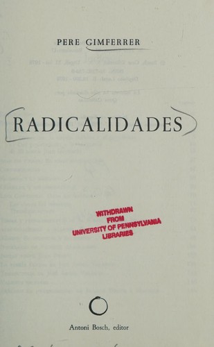 Portada de Radicalidades