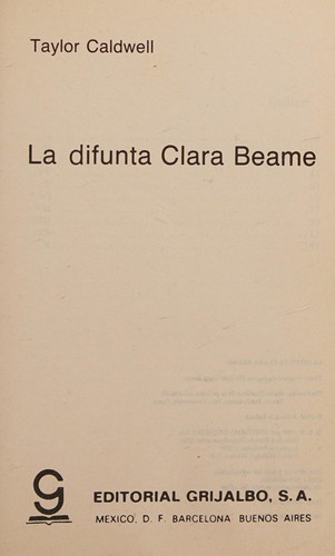 Portada de La Difunta Clara Beame