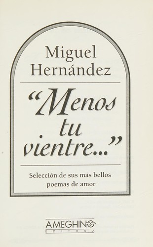 Portada de "Menos tu vientre--"