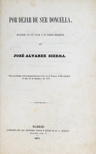 Portada de Por dejar de ser doncella