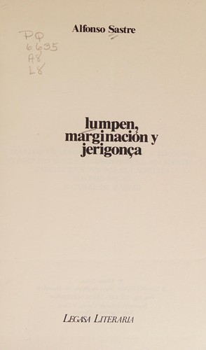 Portada de Lumpen, marginación y jerigonça
