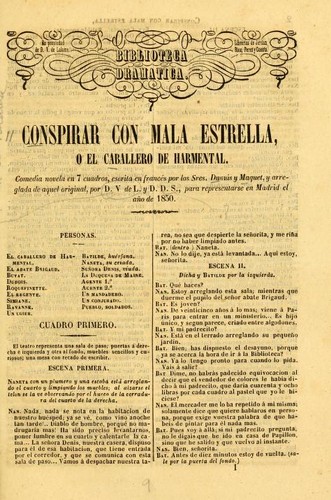 Portada de Conspirar con mala estrella, o, El caballero de Harmental