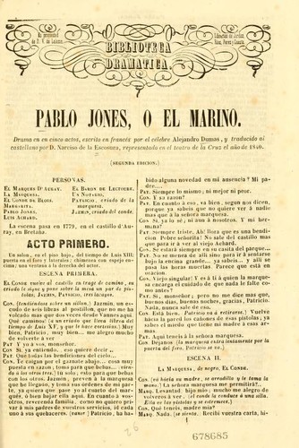 Portada de Pablo Jones o El marino: drama en cinco actos