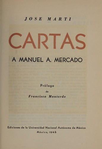Portada de Cartas a Manuel A. Mercado