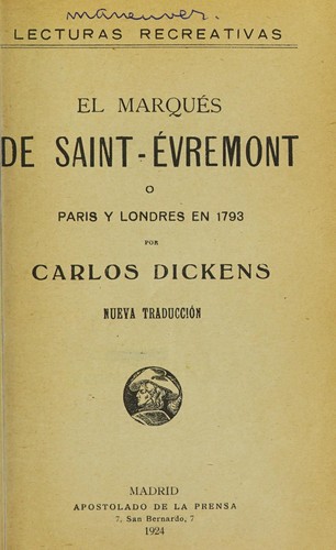 Portada de El Marqués de Saint-Évremont o París y Londres en 1793