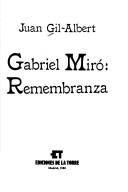 Portada de Gabriel Miró, remembranza