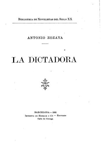 Portada de La dictadora