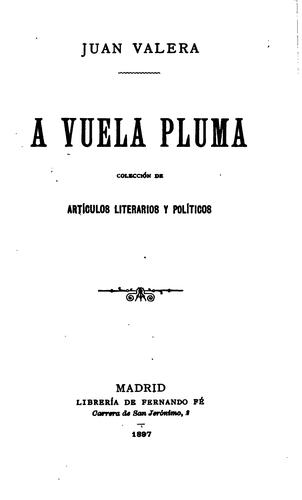 Portada de A vuela pluma