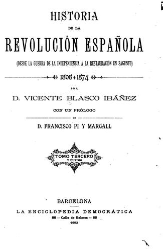 Portada de Historia de la Revolución Española, desde la guerra de la independencia á la restauración en