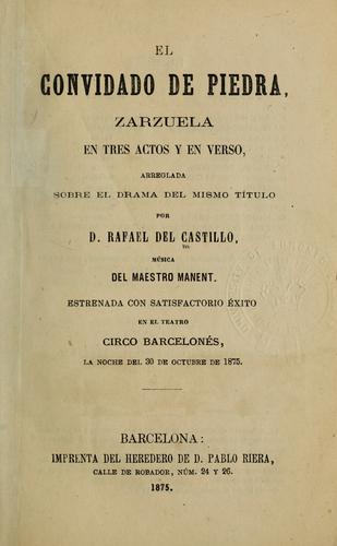 Portada de El convidado de piedra: zarzuela en tres actos y en verso, arreglada sobre el drama del mismo título