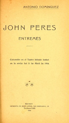 Portada de John Peres: Entremés
