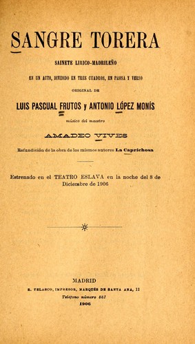 Portada de Sangre torera