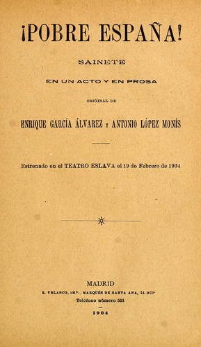 Portada de ¡Pobre España!