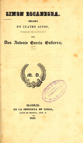 Portada de Simón Bocanegra