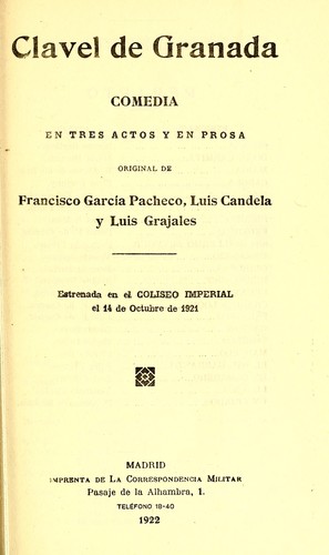Portada de Clavel de Granada: Comedia