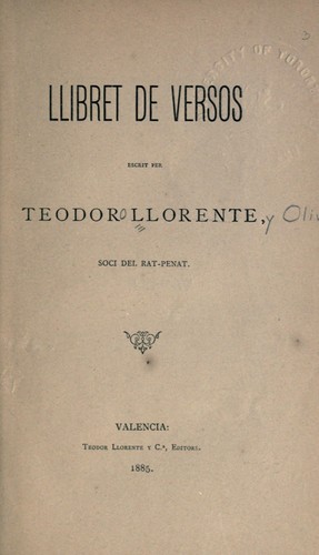Portada de Llibret de versos
