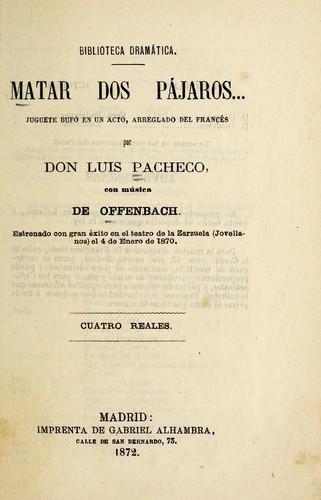 Portada de Matar dos pa jaros