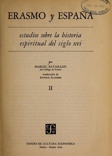 Portada de Erasmo y España