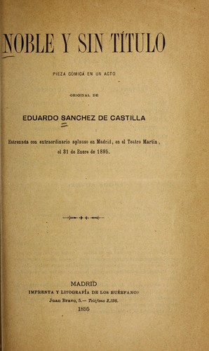 Portada de Noble y sin ti tulo