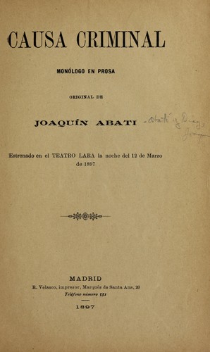 Portada de Causa criminal
