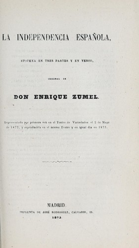 Portada de La independencia española