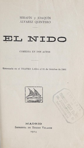 Portada de El nido: comedia en dos actos