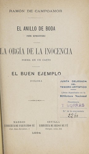 Portada de El anillo de boda: poema representable