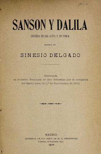 Portada de Sansón y Dalila
